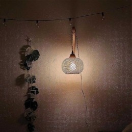 Bambu Vägglampa American Pastoral Retro Hamp Rep Vägglampa Med Plugg