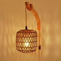 Amerikansk Retro Wall Sconce 3M Hamp Rope Hanging Line Paper Rope Woven Lampskärm