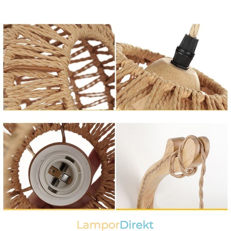 Amerikansk Retro Wall Sconce 3M Hamp Rope Hanging Line Paper Rope Woven Lampskärm