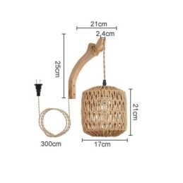 Amerikansk Retro Wall Sconce 3M Hamp Rope Hanging Line Paper Rope Woven Lampskärm