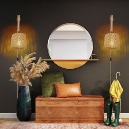 Amerikansk Retro Wall Sconce 3M Hamp Rope Hanging Line Paper Rope Woven Lampskärm