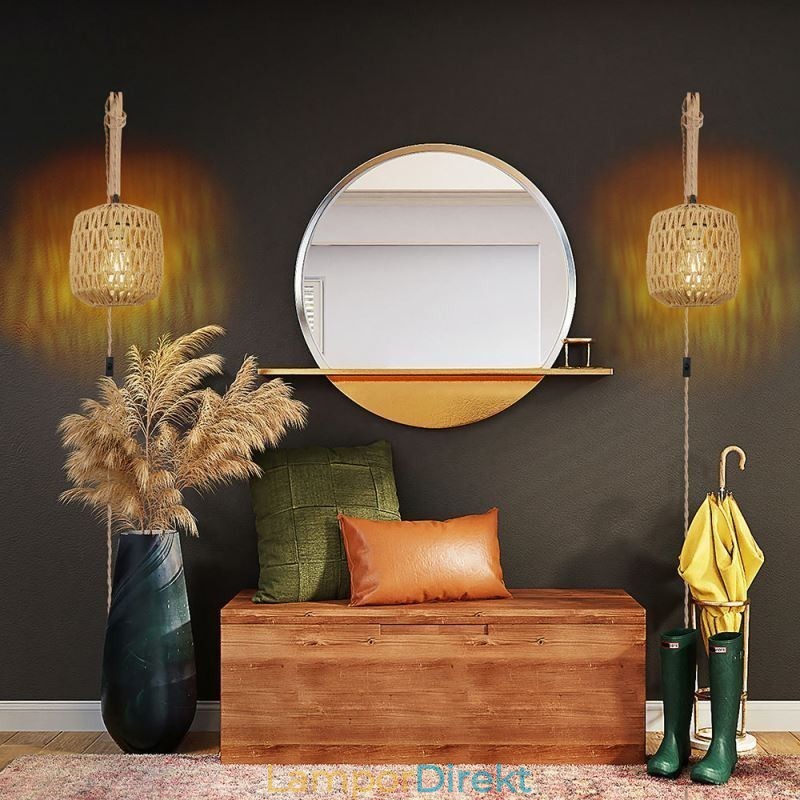 Amerikansk Retro Wall Sconce 3M Hamp Rope Hanging Line Paper Rope Woven Lampskärm