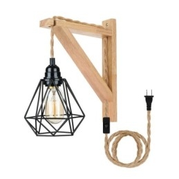 Amerikansk Retro Vägglampa 2,5 M Hamprep Hängande Tråd Svart Järnmålad Lampskärm