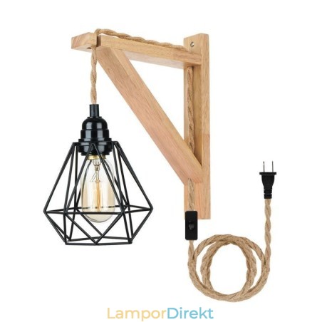 Amerikansk Retro Vägglampa 2,5 M Hamprep Hängande Tråd Svart Järnmålad Lampskärm Amerikansk Retro Vägglampa 2,5 M Hamprep Hängande Tråd Svart Järnmålad Lampskärm