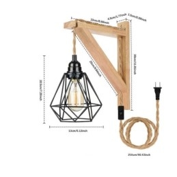 Amerikansk Retro Vägglampa 2,5 M Hamprep Hängande Tråd Svart Järnmålad Lampskärm