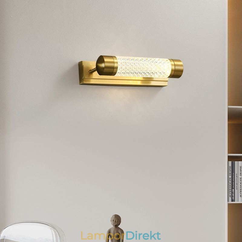 Vägglampa Mässing Akryl Cylinder Spegel Front Light