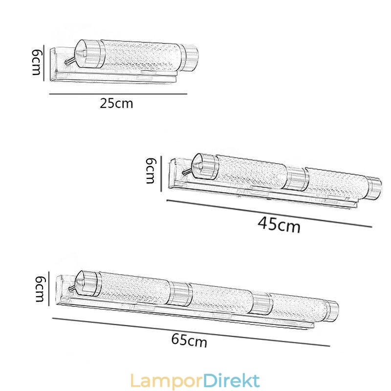 Vägglampa Mässing Akryl Cylinder Spegel Front Light