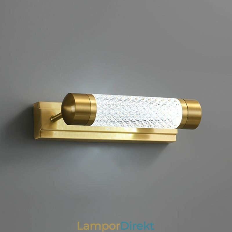Vägglampa Mässing Akryl Cylinder Spegel Front Light