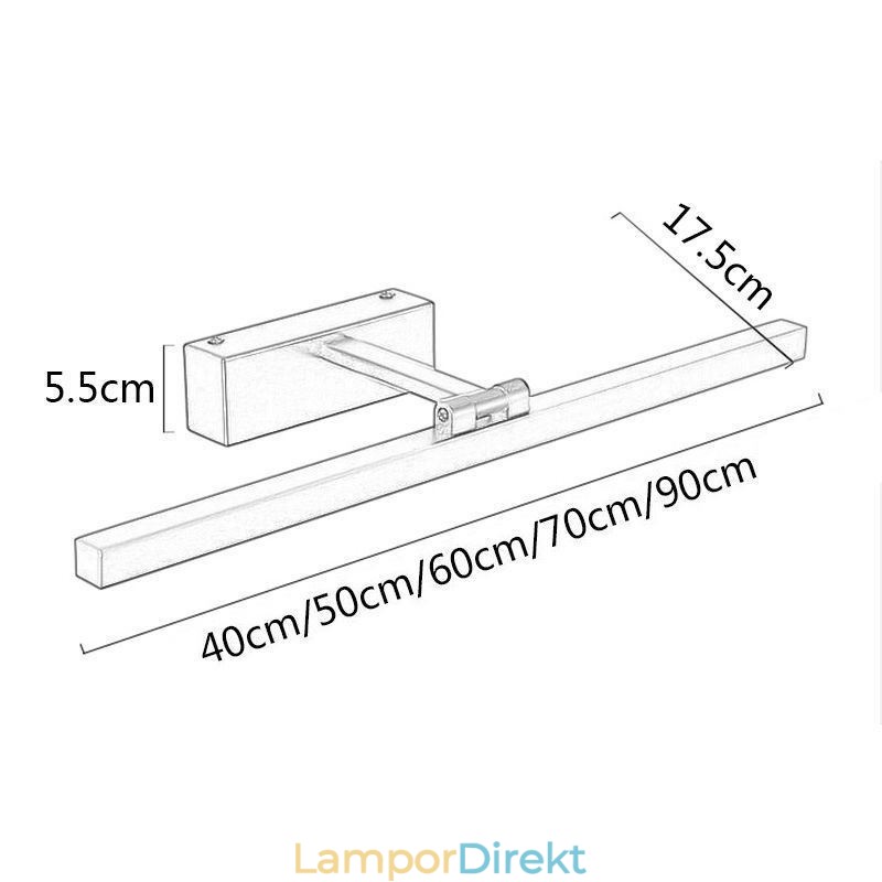Nordic Style Spegel Front Ljus Vinkel Justerbar Vägglampa Toalett