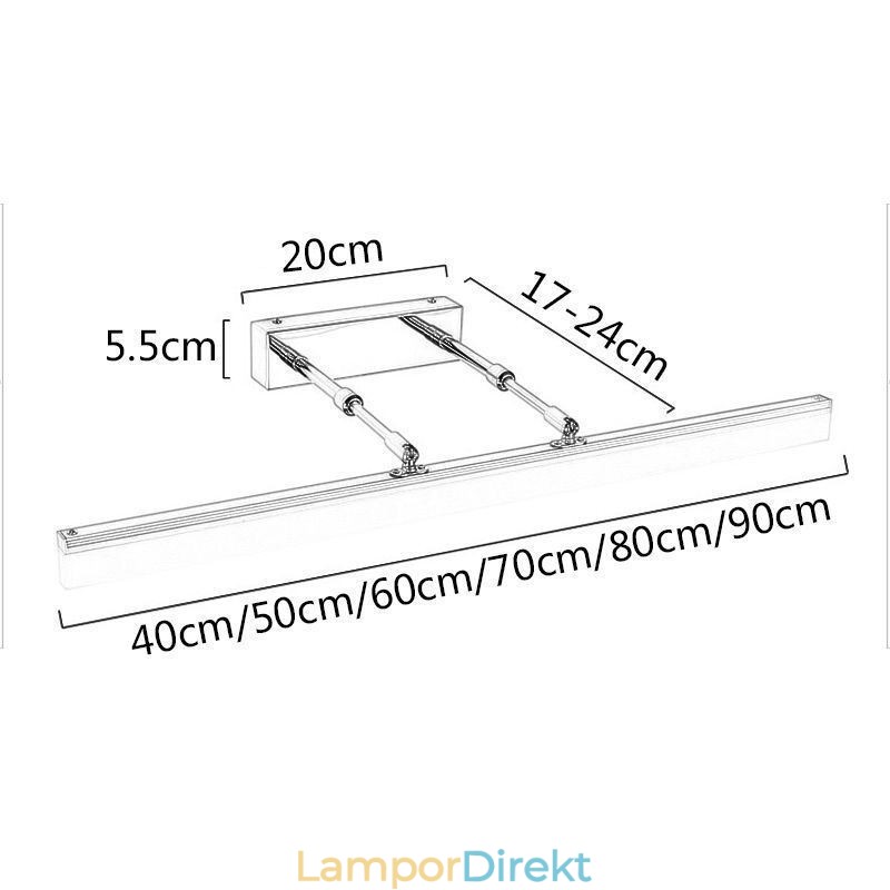 Spegel Front Light Akryl Sträckbar Sconce Lampa Toalettrum Korridor