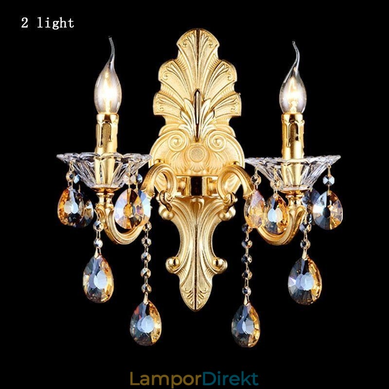 Europeisk Vägglampa Lyxig Vägglampa Crystal Drop Dekorationslampa Sängbelysning