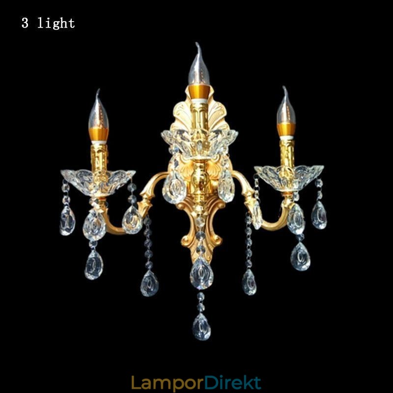 Europeisk Vägglampa Lyxig Vägglampa Crystal Drop Dekorationslampa Sängbelysning