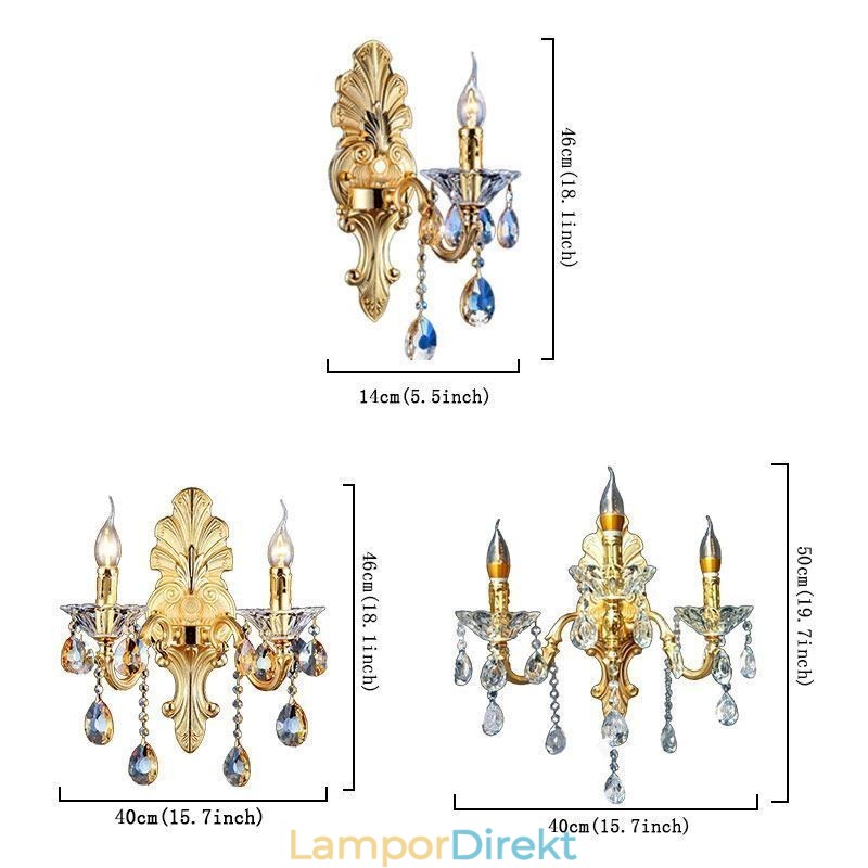 Europeisk Vägglampa Lyxig Vägglampa Crystal Drop Dekorationslampa Sängbelysning