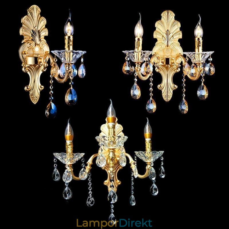 Europeisk Vägglampa Lyxig Vägglampa Crystal Drop Dekorationslampa Sängbelysning