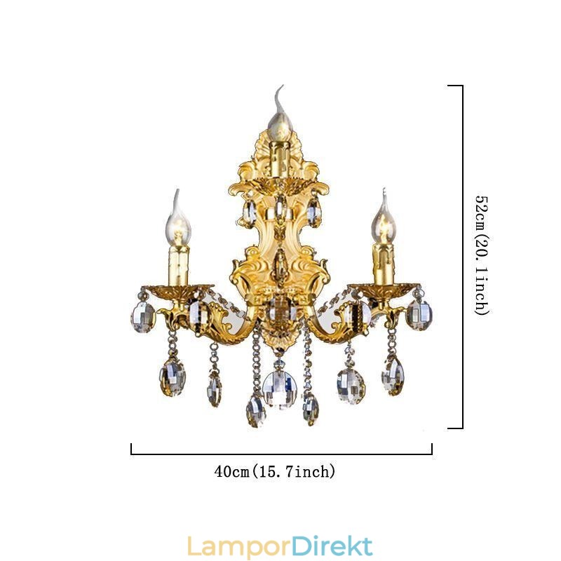 Europeiskt Mode Vägglampa Lyxig Crystal Drop Wall Sconce Belysning
