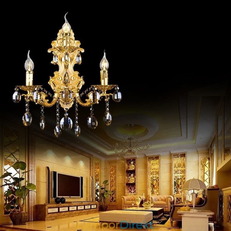 Europeiskt Mode Vägglampa Lyxig Crystal Drop Wall Sconce Belysning