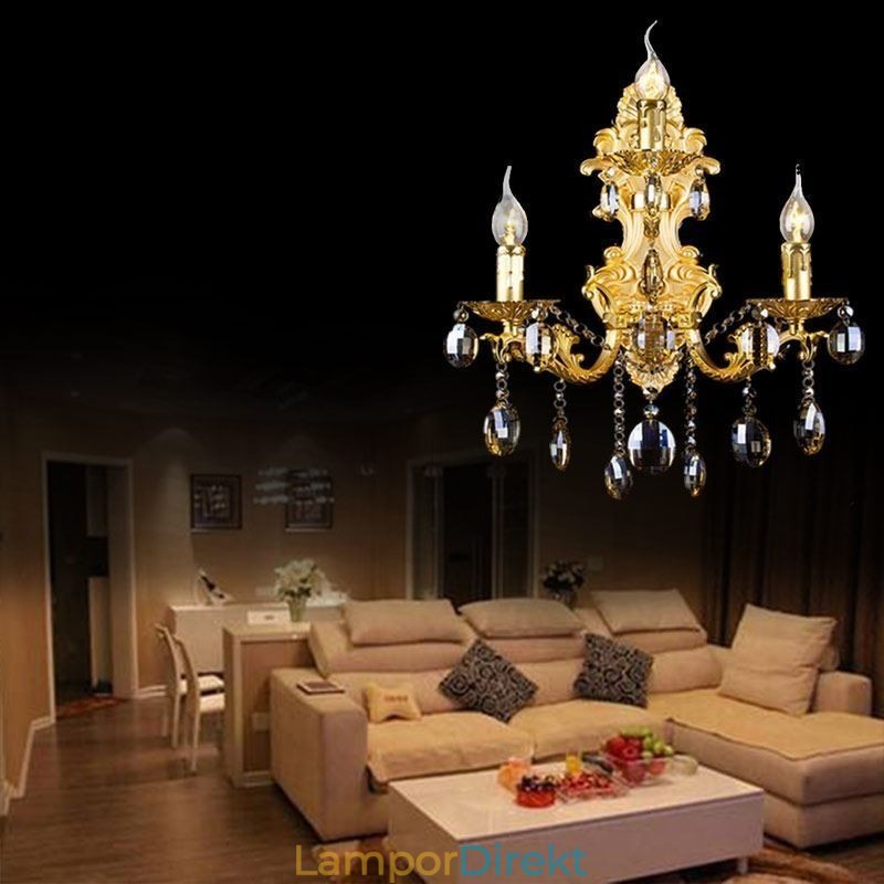 Europeiskt Mode Vägglampa Lyxig Crystal Drop Wall Sconce Belysning