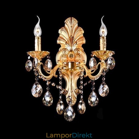 Europeisk Vägglampa Golden Petal Wall Sconce Utsökt Crystal Drops Light Sängbelysning Europeisk Vägglampa Golden Petal Wall Sconce Utsökt Crystal Drops Light Sängbelysning