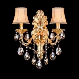 Europeisk Vägglampa Golden Petal Wall Sconce Utsökt Crystal Drops Light Sängbelysning