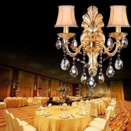 Europeisk Vägglampa Golden Petal Wall Sconce Utsökt Crystal Drops Light Sängbelysning