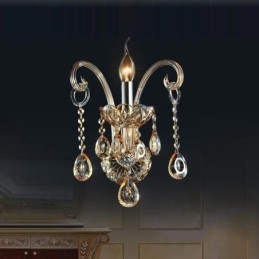 Europeisk Vägglampa Amber Cognac Kristall Vägglampa Enkel Lampbelysning