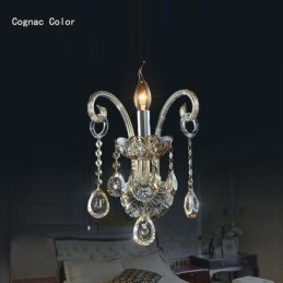 Europeisk Vägglampa Amber Cognac Kristall Vägglampa Enkel Lampbelysning