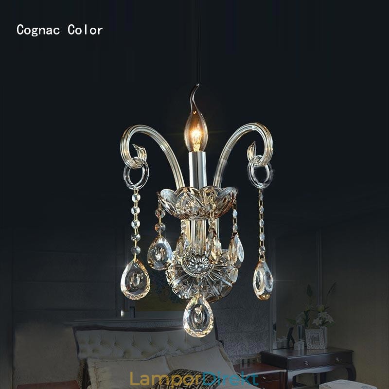Europeisk Vägglampa Amber Cognac Kristall Vägglampa Enkel Lampbelysning