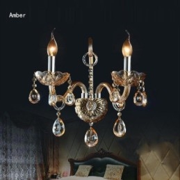 Europeisk Vägglampa Amber Cognac Kristall Vägglampa Enkel Lampbelysning