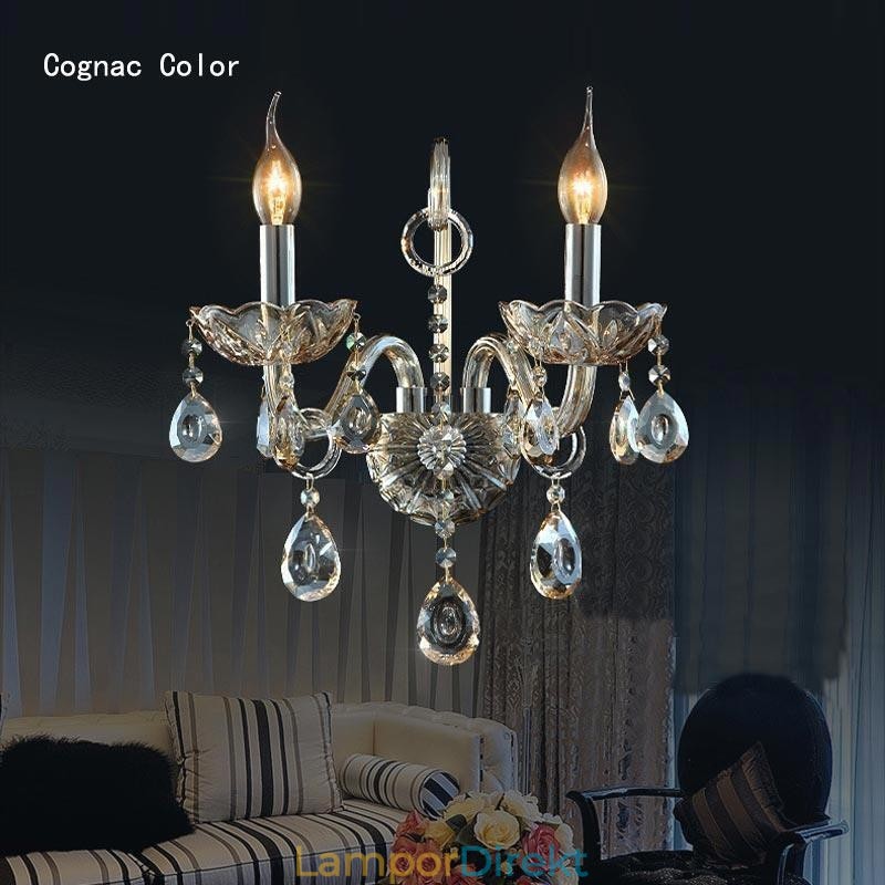 Europeisk Vägglampa Amber Cognac Kristall Vägglampa Enkel Lampbelysning