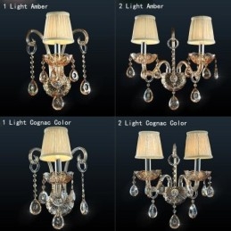 Europeisk Vägglampa Amber Cognac Kristall Vägglampa Enkel Lampbelysning