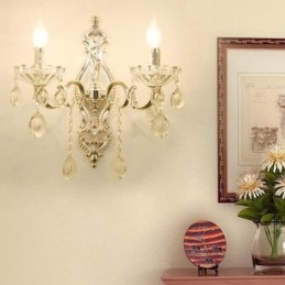 Europeisk Vägglampa Kristall Vägglampa Dekoration Ljus Sconce Belysning