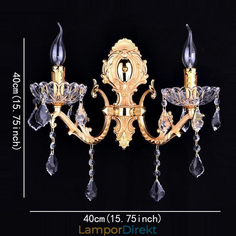 Europeisk Vägglampa Kristall Vägglampa Dekoration Ljus Sconce Belysning