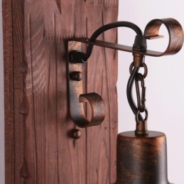 American Vintage Vägglampa Industriell Loft Vägglampa Massivt Trä Glas Lamp Light