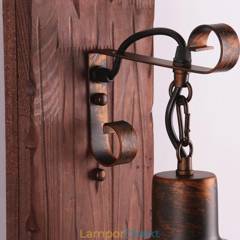 American Vintage Vägglampa Industriell Loft Vägglampa Massivt Trä Glas Lamp Light