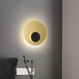 Nordic Wall Light Svart Guld Rund Hel Koppar Vägglampa