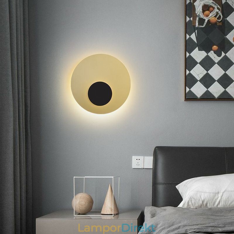 Nordic Wall Light Svart Guld Rund Hel Koppar Vägglampa