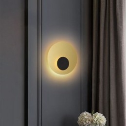 Nordic Wall Light Svart Guld Rund Hel Koppar Vägglampa
