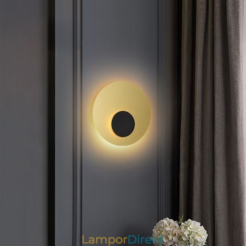 Nordic Wall Light Svart Guld Rund Hel Koppar Vägglampa