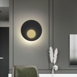 Nordic Wall Light Svart Guld Rund Hel Koppar Vägglampa