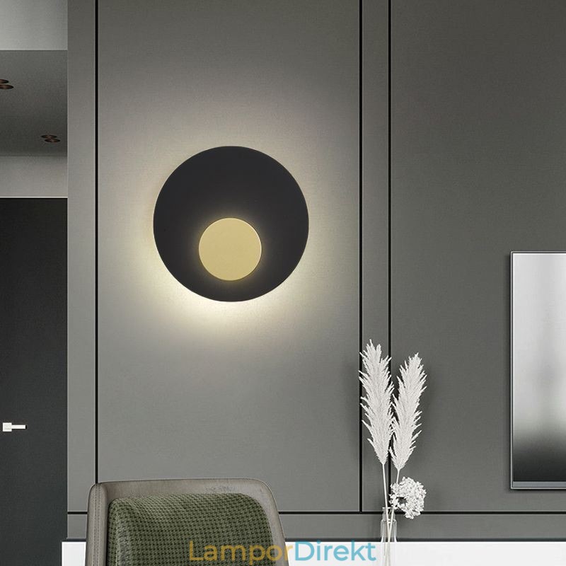 Nordic Wall Light Svart Guld Rund Hel Koppar Vägglampa