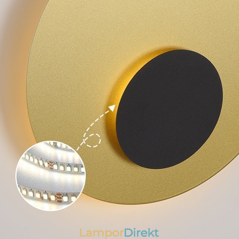 Nordic Wall Light Svart Guld Rund Hel Koppar Vägglampa