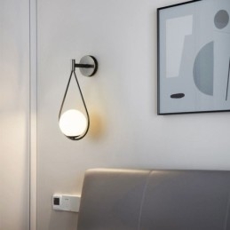 Modern Globe Wall Sconce Glas Vägglampa Svart Water Drop Wall Light