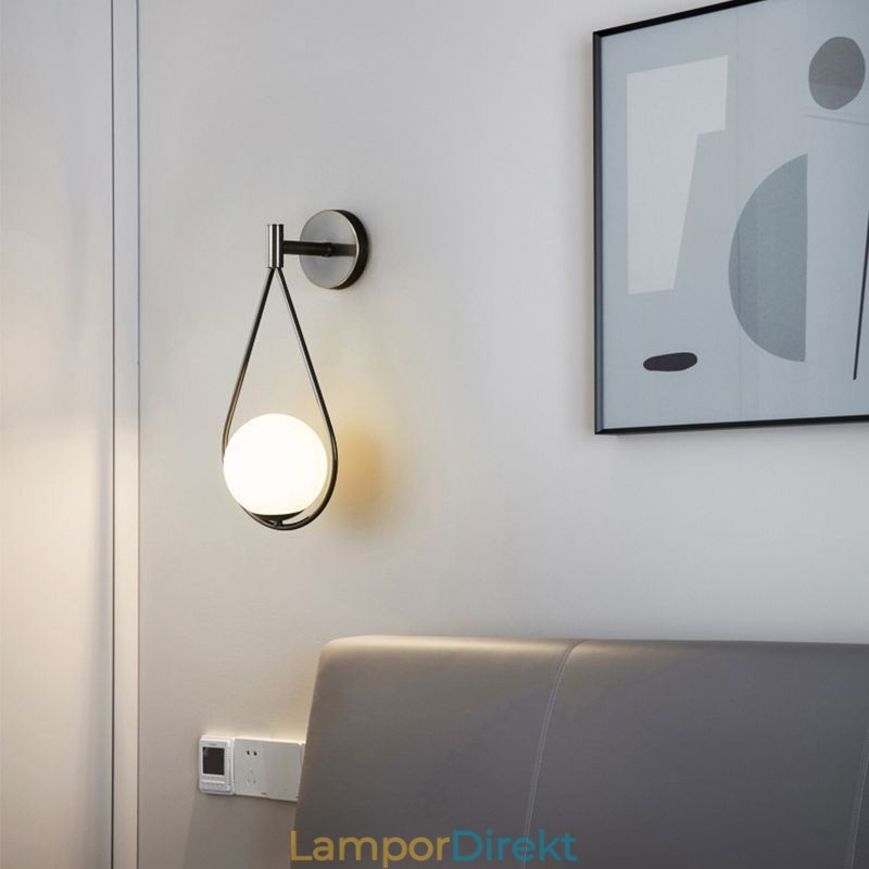 Modern Globe Wall Sconce Glas Vägglampa Svart Water Drop Wall Light