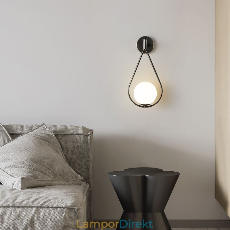 Modern Globe Wall Sconce Glas Vägglampa Svart Water Drop Wall Light
