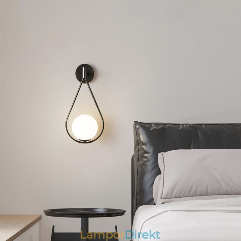 Modern Globe Wall Sconce Glas Vägglampa Svart Water Drop Wall Light