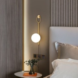 Modern Globe Vägglampa Borstad Guldglas Vägglampa