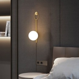 Modern Globe Vägglampa Borstad Guldglas Vägglampa