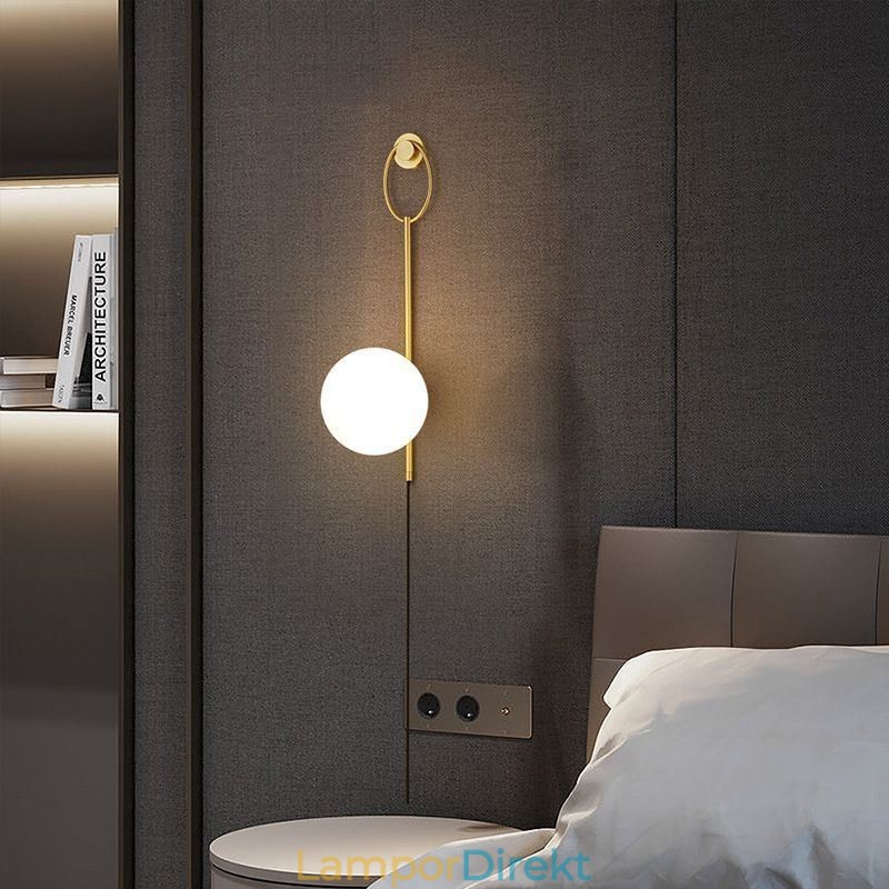 Modern Globe Vägglampa Borstad Guldglas Vägglampa