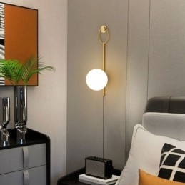 Modern Globe Vägglampa Borstad Guldglas Vägglampa