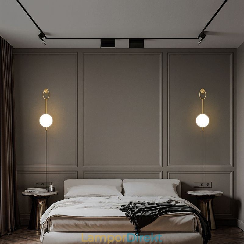 Modern Globe Vägglampa Borstad Guldglas Vägglampa